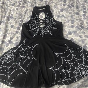 Black Dress with White Spiderweb Design